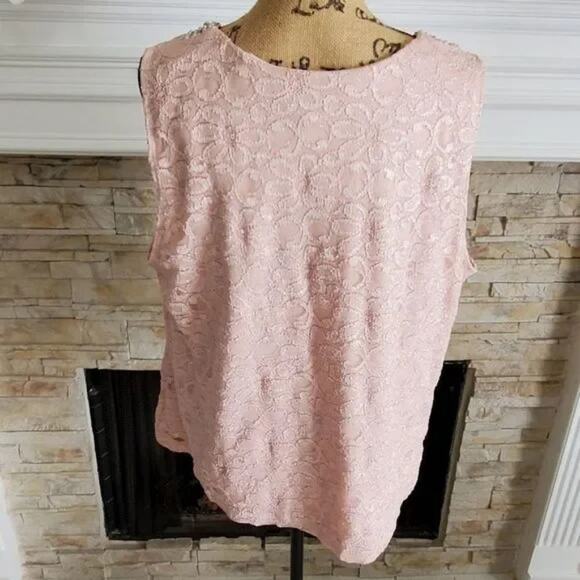 R&M RICHARD'S faux pearl‎ and crystal beaded lace top plus size 20W - Picture 5 of 7